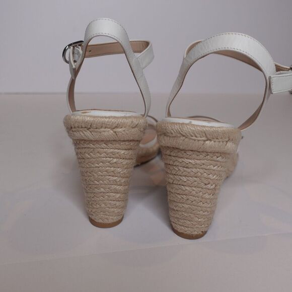 Stuart Weitzman Teddi Espadrille Leather Wedge Sandal White Women's Size 10 New - Picture 7 of 12